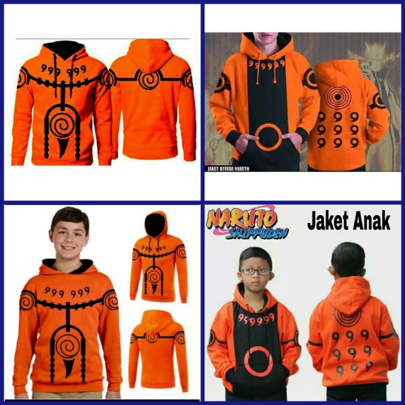 FASION WIBU JAKET SWEATER HOODIE PRIA-WANITA ANIME NARUTO RIKUDO ORANGE COOSLAY KEREN MURAH TERLARIS