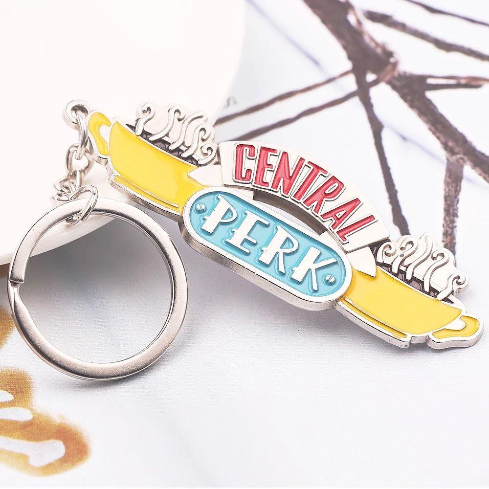 QUINTON Gantungan Kunci Teman Hadiah Natal Wanita Pria Liontin Logam Central Perk Car Keyring Friends keys holder