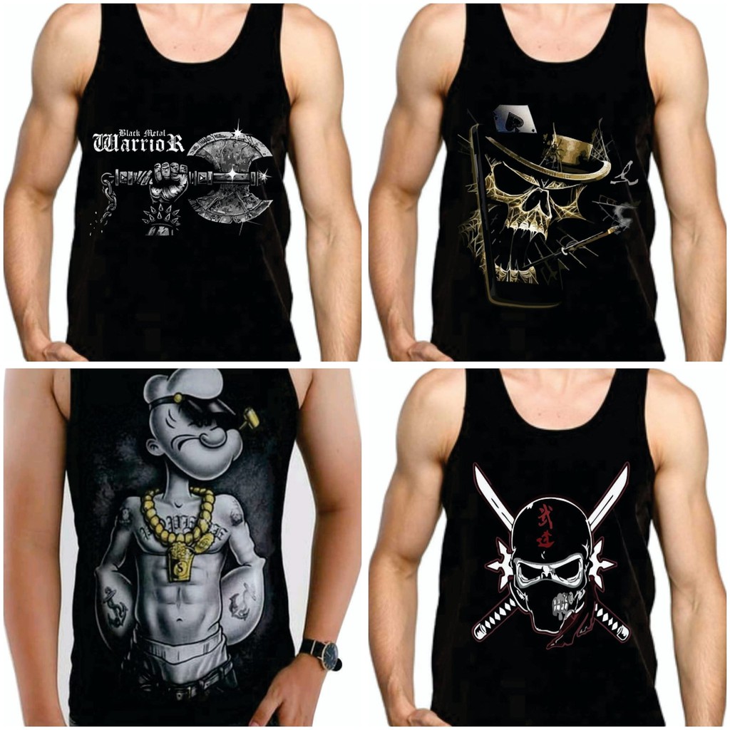 PAKET 4PCS KAOS DALAM PRIA ATAU SINGLET PRIA SABLON