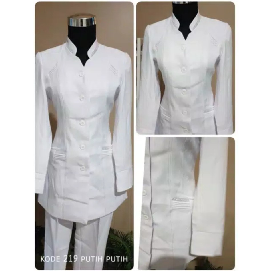 Setelan Blazer Dan Rok Putih Wanita Formal