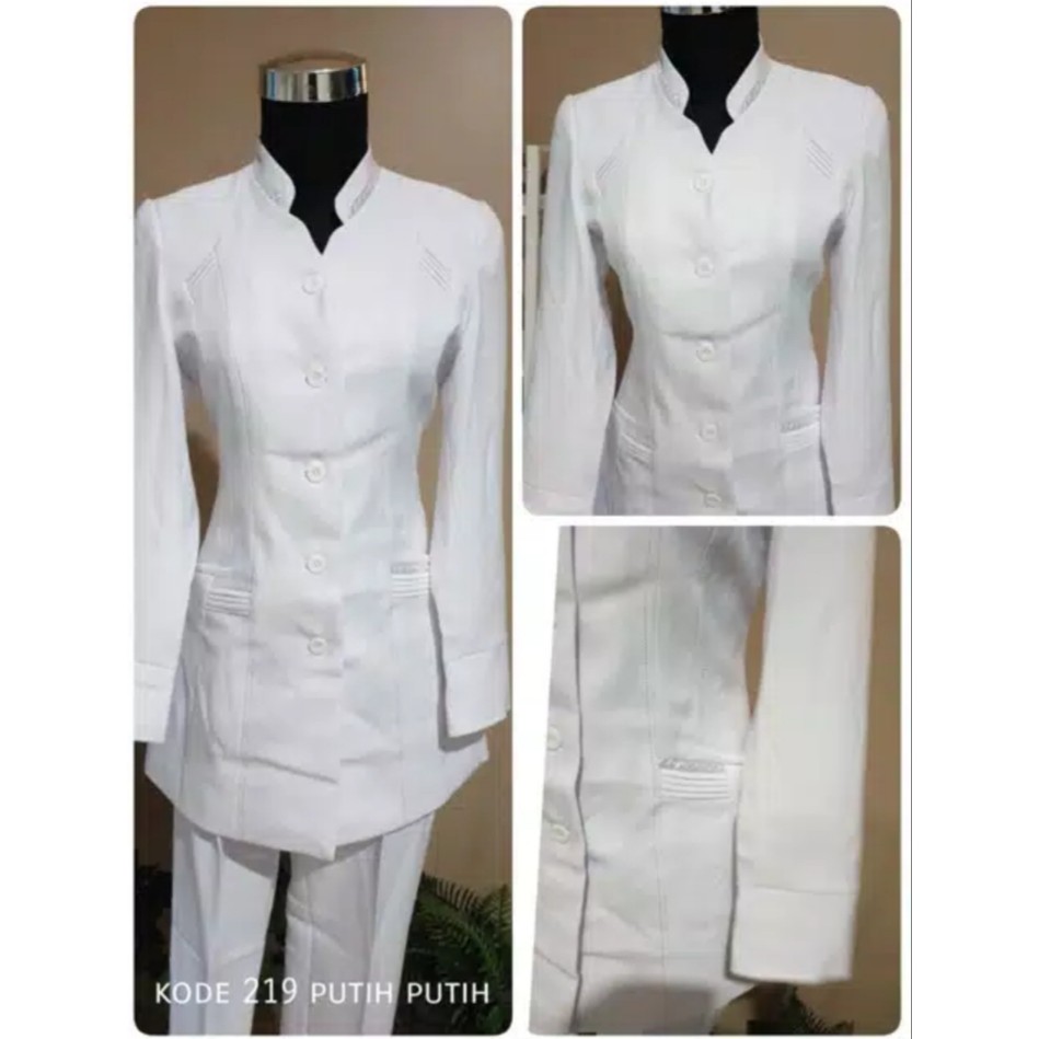 SETELAN BLAZER PUTIH PUTIH (SERAGAM PERAWAT)