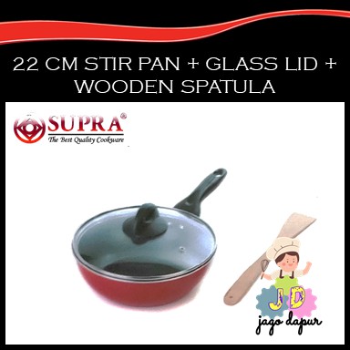 Supra Rosemary Stir Pan 22 cm + tutup + spatula wajan anti lengket/non stick/teflon