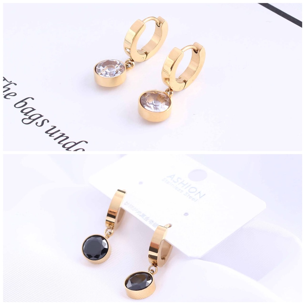 Anting titanium permata perhiasan fashion A-D