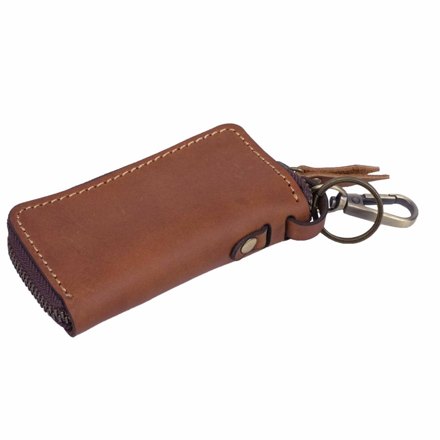 Dompet STNK Mobil Motor Gantungan Kunci Remote Keyless Kulit DSK-11 - Cokelat