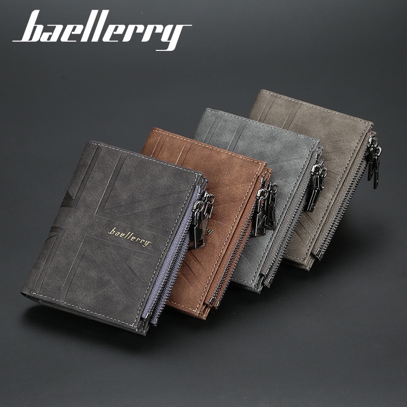 ORIGINAL BAELLERRY DR056 DOMPET LIPAT PRIA DUAL SLETING BAHAN KULIT PU