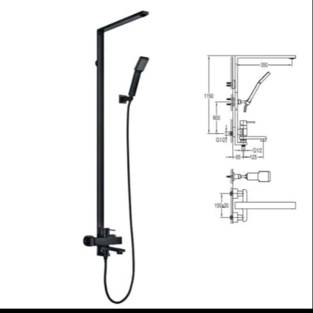 PALOMA FCP 9204 KERAN KRAN AIR PANAS DINGIN SHOWER MANDI TIANG BLACK