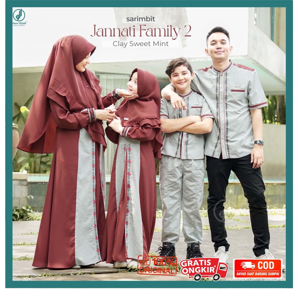 SARIMBIT ALWA HIJAB JANNATI CLAY SWEET MINT (DEWASA) // SARIMBIT KELUARGA TERBARU