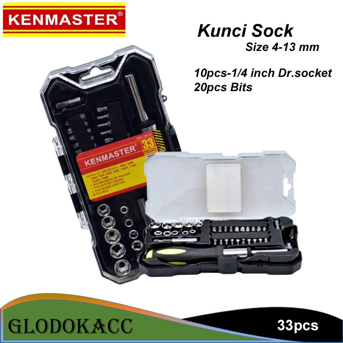 Kunci Shock 33 pcs / Toolset / Kenmaster Kunci Sok/Sock, Obeng Set