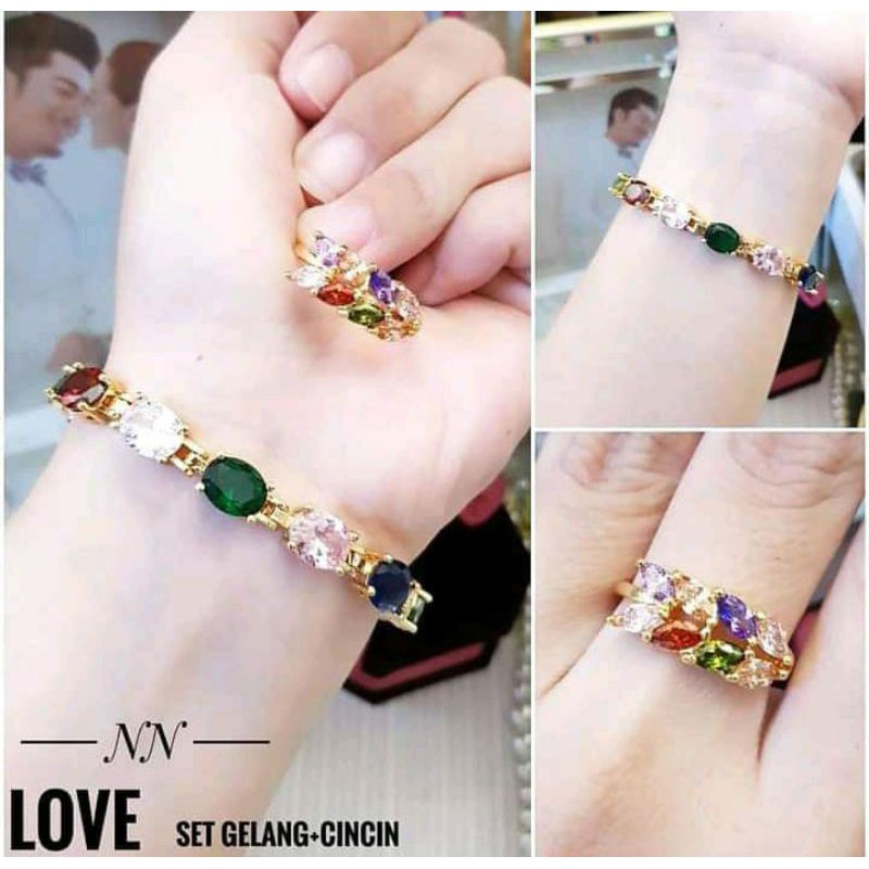 satu set gelang permata zirconia