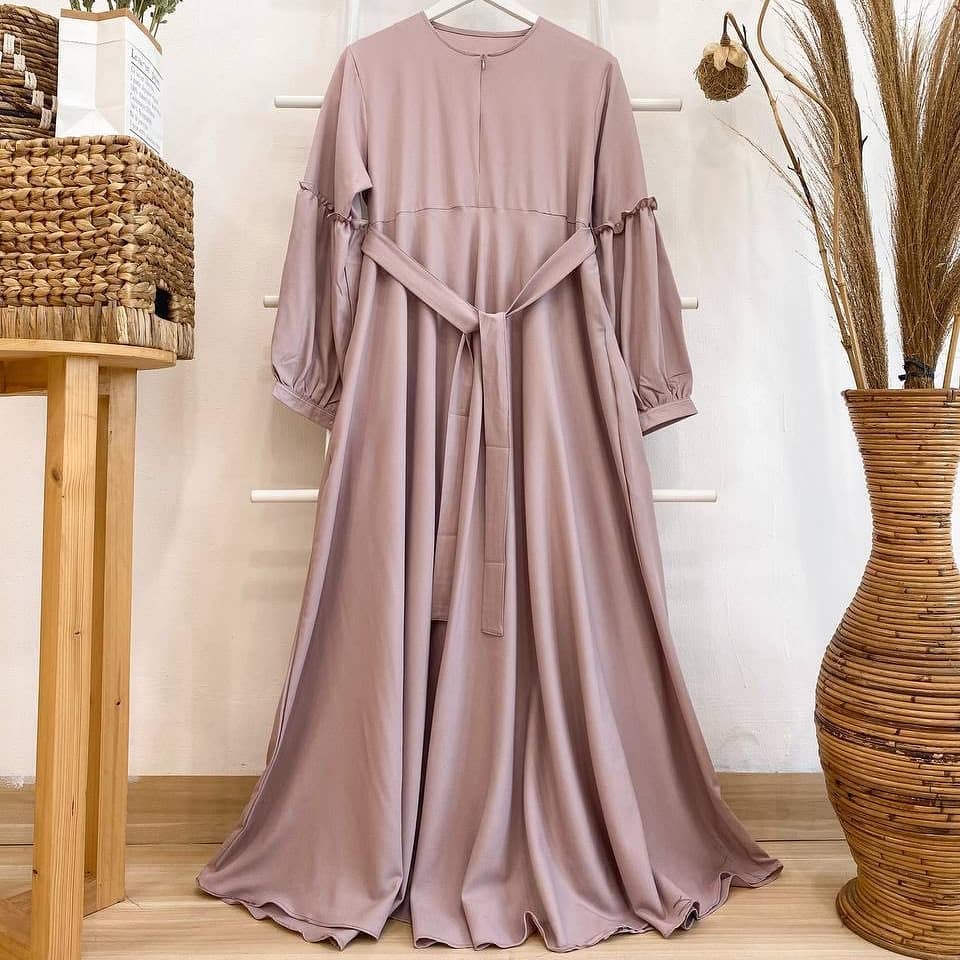 Sandra Dress Muslim Wanita Lebaran murah terbaru kondangan konveksi.tanah.abang Moscrepe-daily latte