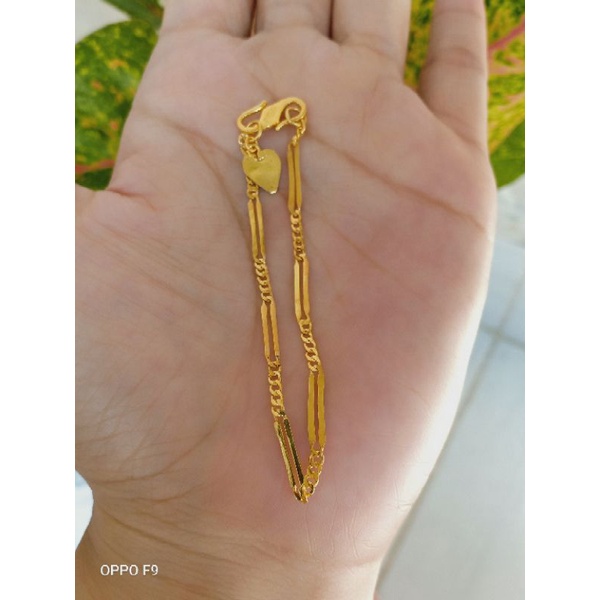 gelang rantai 11 perak asli 925 di lapisi emas 22karat