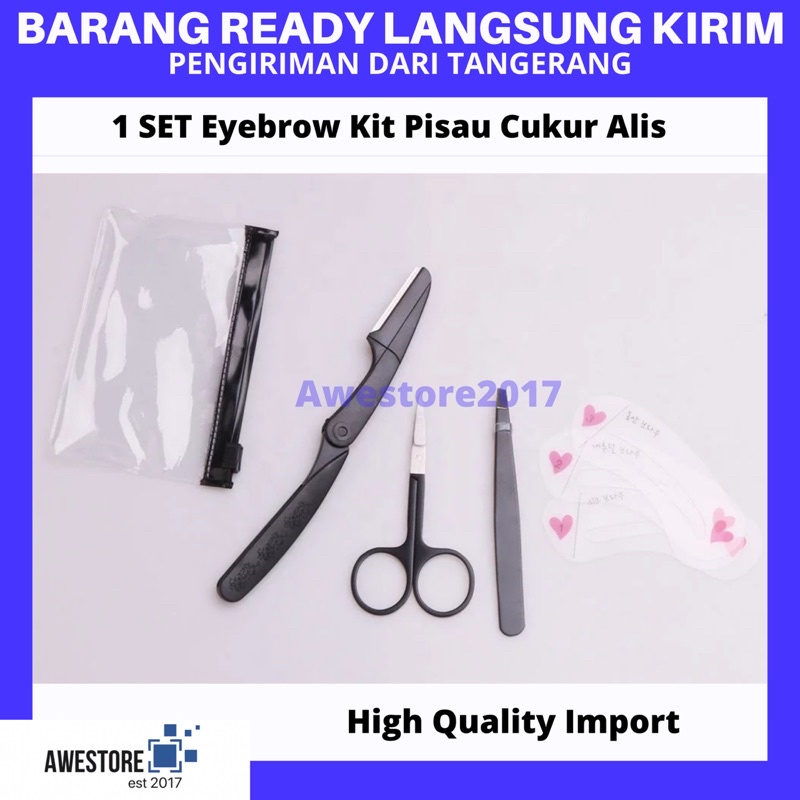 1 SET Alat Pisau Cukur Alis Cabut Bulu Pinset Eyebrow Knife Kit Blade Razor Trimmer