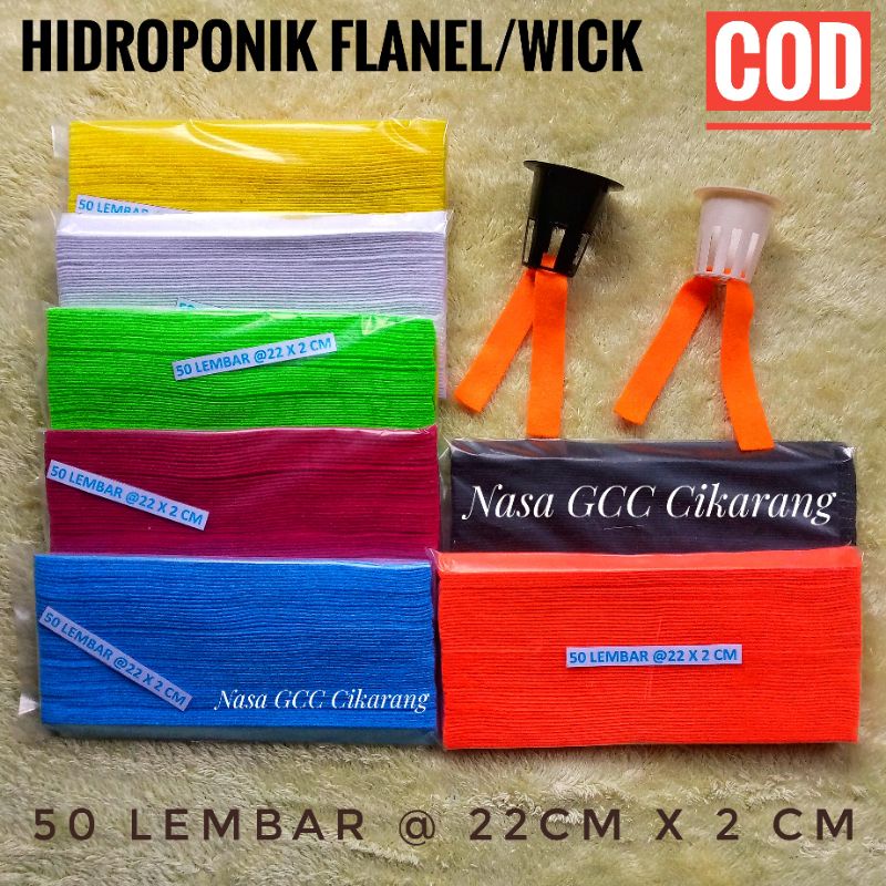 50 LEMBAR KAIN FLANEL SUMBU HIDROPONIK/HIDROPONIC WICK SYSTEM 22X2 CM