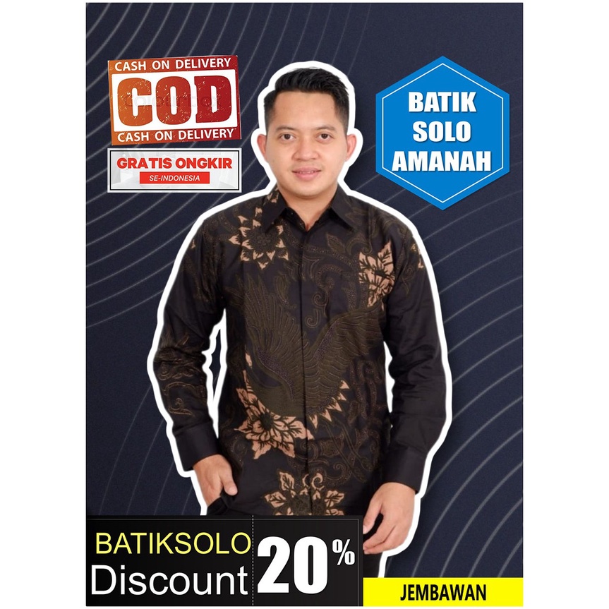 PROMO JEMBAWAN BATIK INDONESIA KEMEJA BATIK PRIA SOLO LENGAN PANJANG LAPIS FURING ATASAN PREMIUM MOD