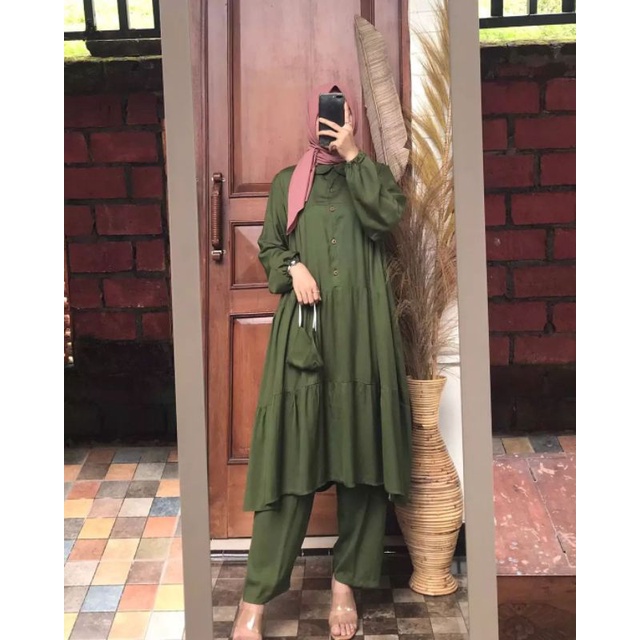 TUNIK SET CELANA. TUNIK RAYON. TUNIK SET MURAH