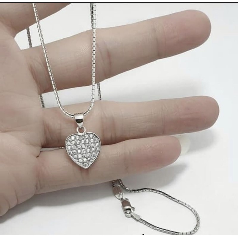 Kalung liontin love perak 925 lapis emas putih kalung wanita liontin love perak 925 S121