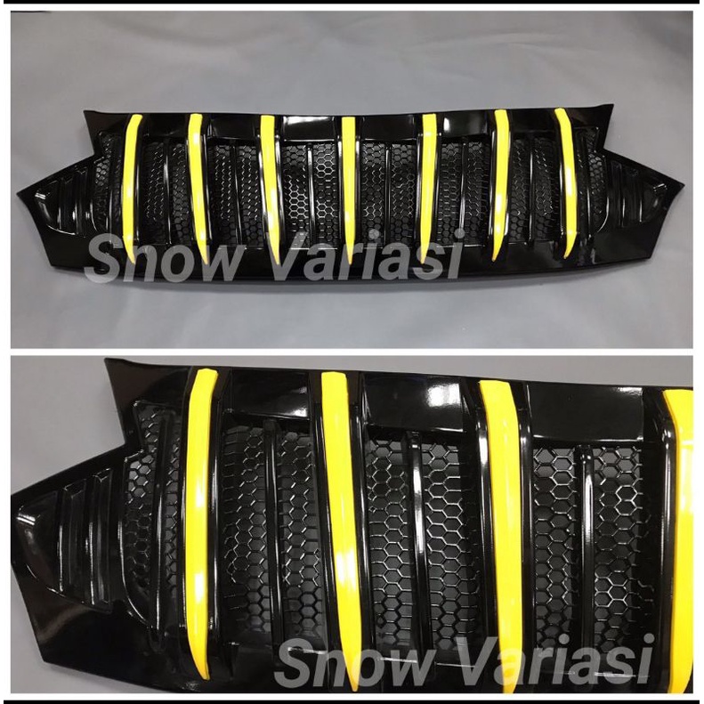 Gril Grill Front grille cover appolo calya 2020 2021 hitam kilap doff lis kuning JSL