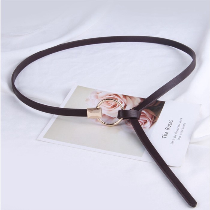 Ikat Ban Pinggang Wanita Lilit B135 CIRCLE Korea Fashion Kulit PU Gaya - COKLAT GELAP(H5F6) Belt Wan