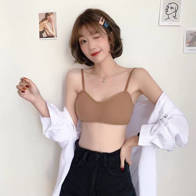 Blackpink Bra Wanita Tanpa Kawat Bahan Lembut Elastis 1008