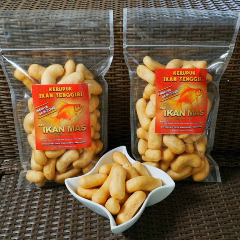 Camilan Krupuk kerupuk keripik kripik renyah murah enak Ikan Tenggiri Cap Ikan Mas