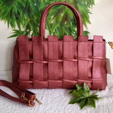 Tas wanita kotak pagar lokal/pink smoke