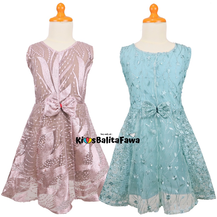 Dress Keira uk 3-4 Tahun / Dres Brukat Kensi Anak Perempuan Gaun Pesta Kondangan Baju Balita Import