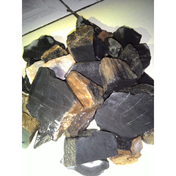 Grosir Termurah Bahan / Rough Black Opal Solid / Porselin ASLI Maja Banten 1kg