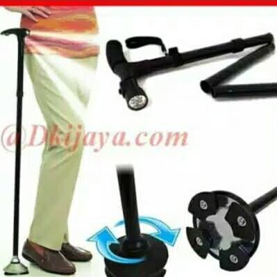 Tongkat Penunjang Kaki Alat Bantu Jalan Manula+Senter Led