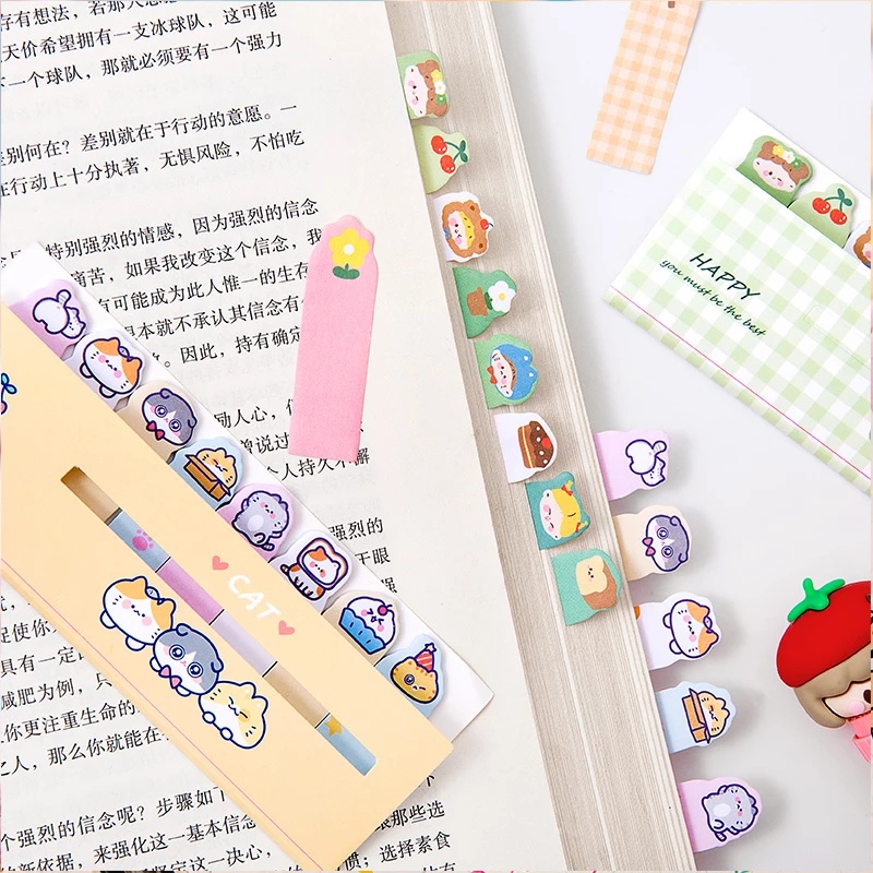 120 Lembar Stiker Memo Pad Sticky Notes Mini Desain Hewan Kawaii Untuk Stationery Sekolah