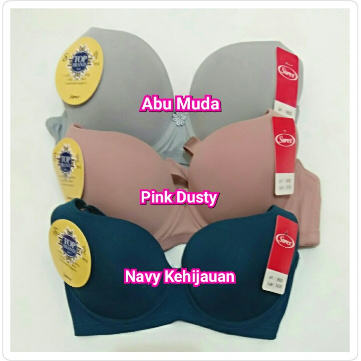 Bra SOREX 9808 SILKY SOFT BH Wanita Busa kawat Polos 3/4 cup BK Kait 2 sz 34 36 38