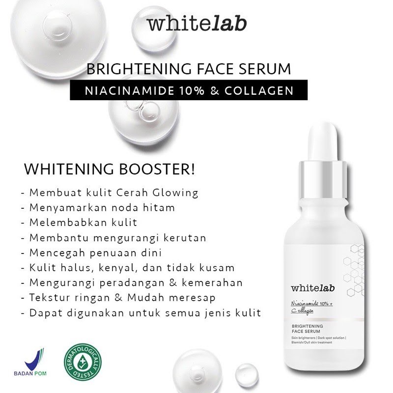 Whitelab Brightening Face Serum Niacinamide 10%+ collagen,Whitelab serum,whitelab,Brightening faceSe