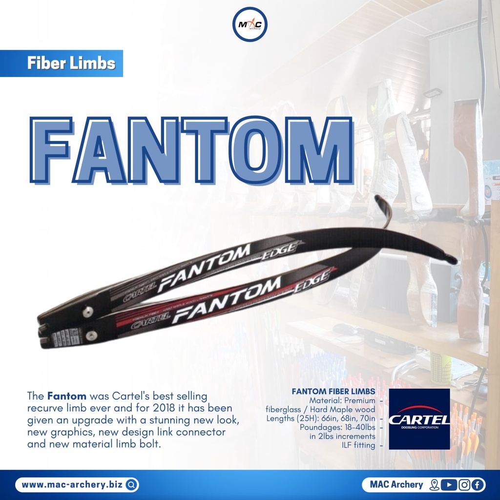 Cartel Fantom Edge Fiber Limbs Recurve Bow ILF - Limbs busur panahan