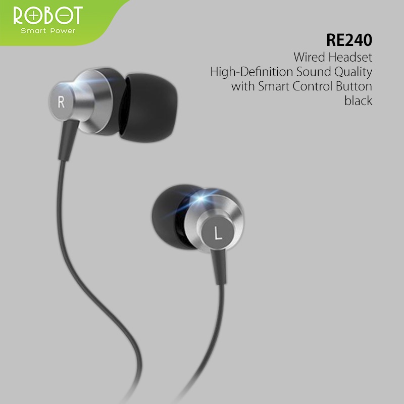 HEADSET EARPHONE ROBOT RE-240 WIRED HIGH SOUND 1.2M JACK 3.5MM