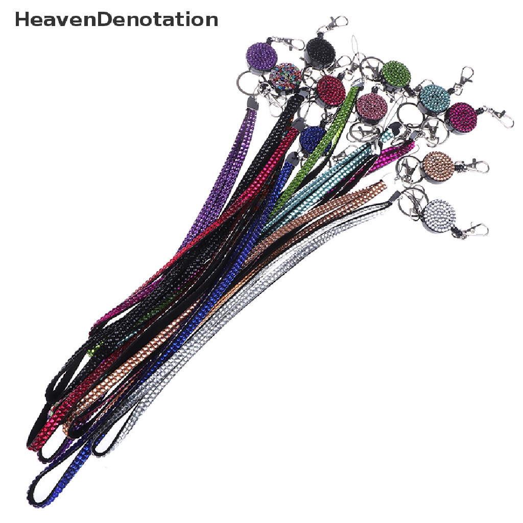 [HeavenDenotation] Neck lanyard retractable badge reel crystal rhinestone phone key hang rope