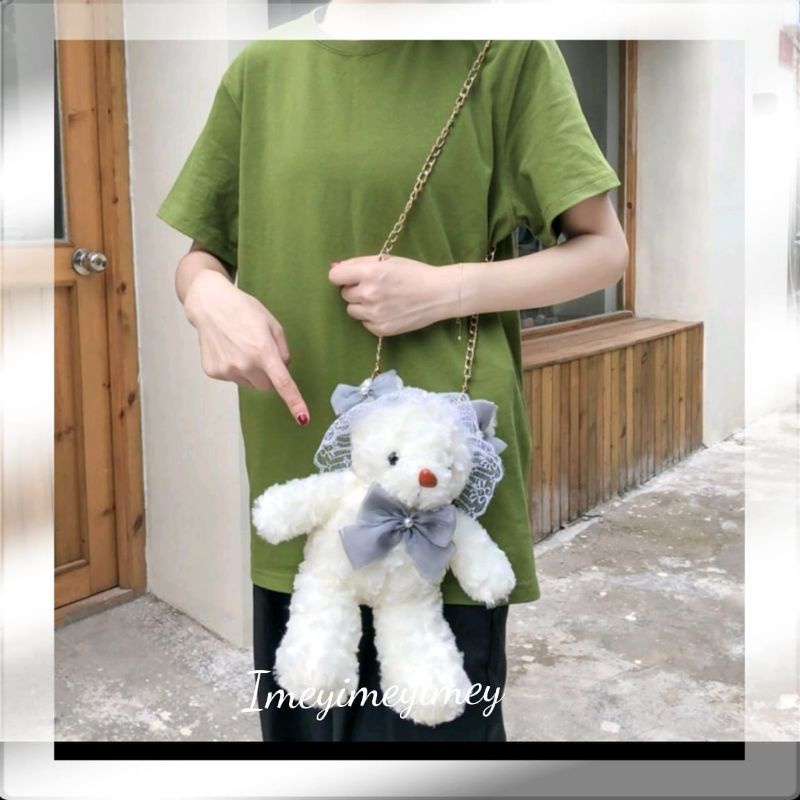 Tas Selempang Boneka Nony Gemoy Bahan Bulu Tas Hp Korea Style Tas Selempang Mini