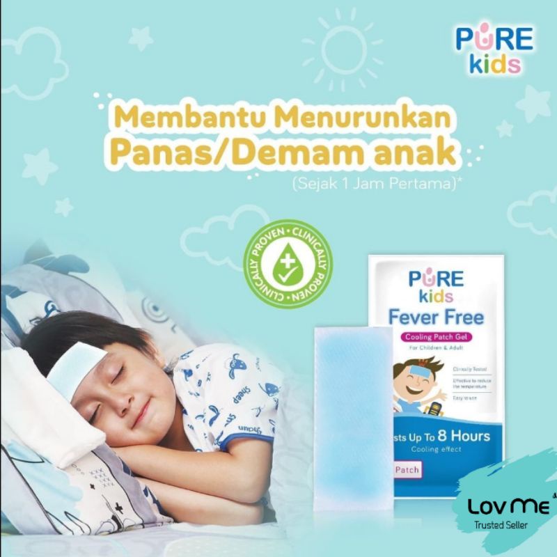 lov me❤ Pure Kids Fever Free Patch cooling gel isi 4- Kompres penurun panas