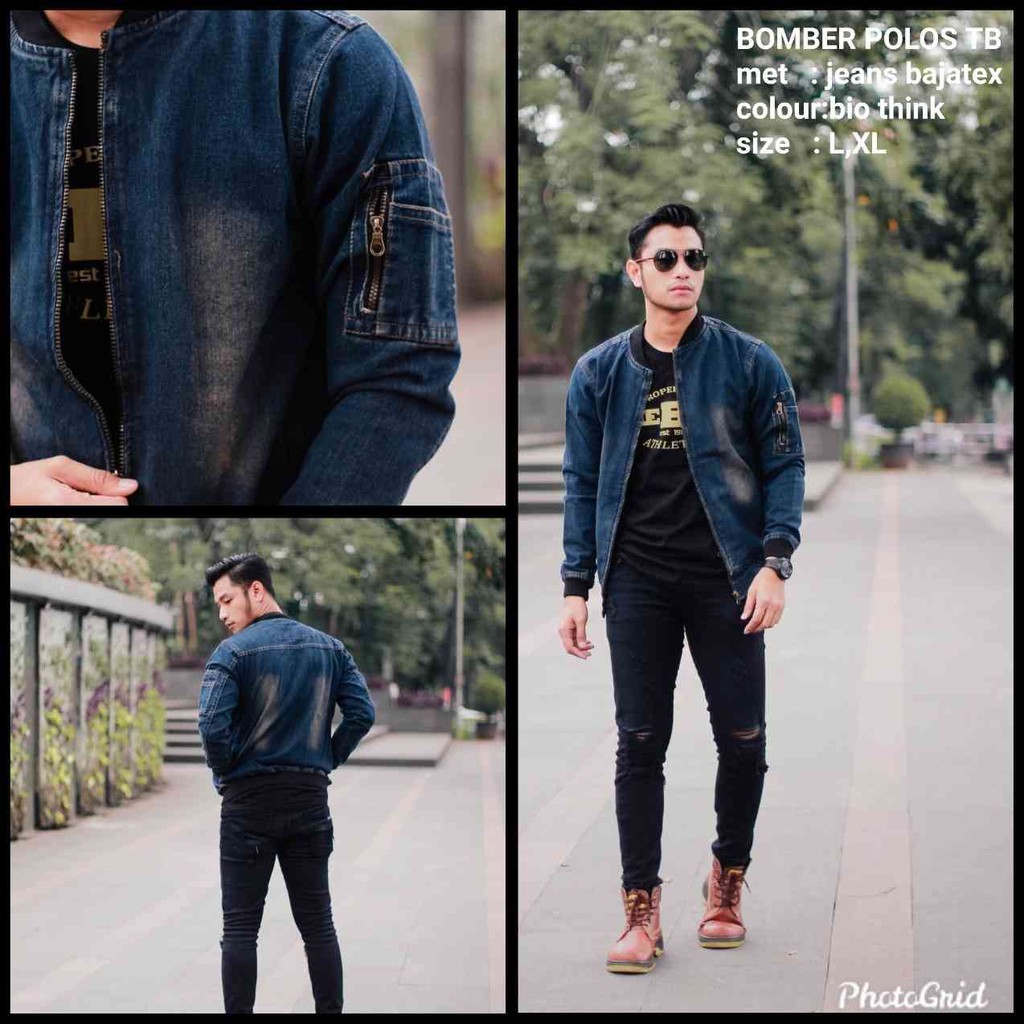 TRFJ014 Jaket Bomber Jeans Polos Biothink