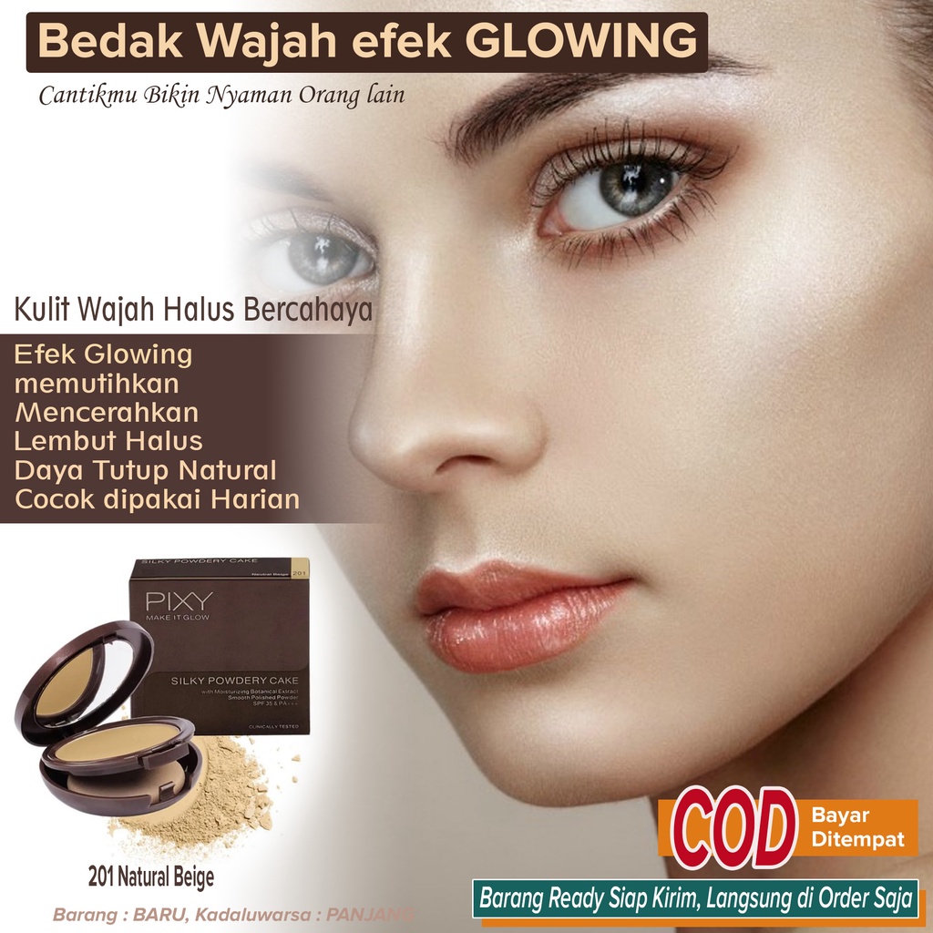 Bedak Wajah GLOWING Pemutih Pencerah Penghalus Pelembut Sebagai Penutup Penyamar Flek Hitam Bekas Je