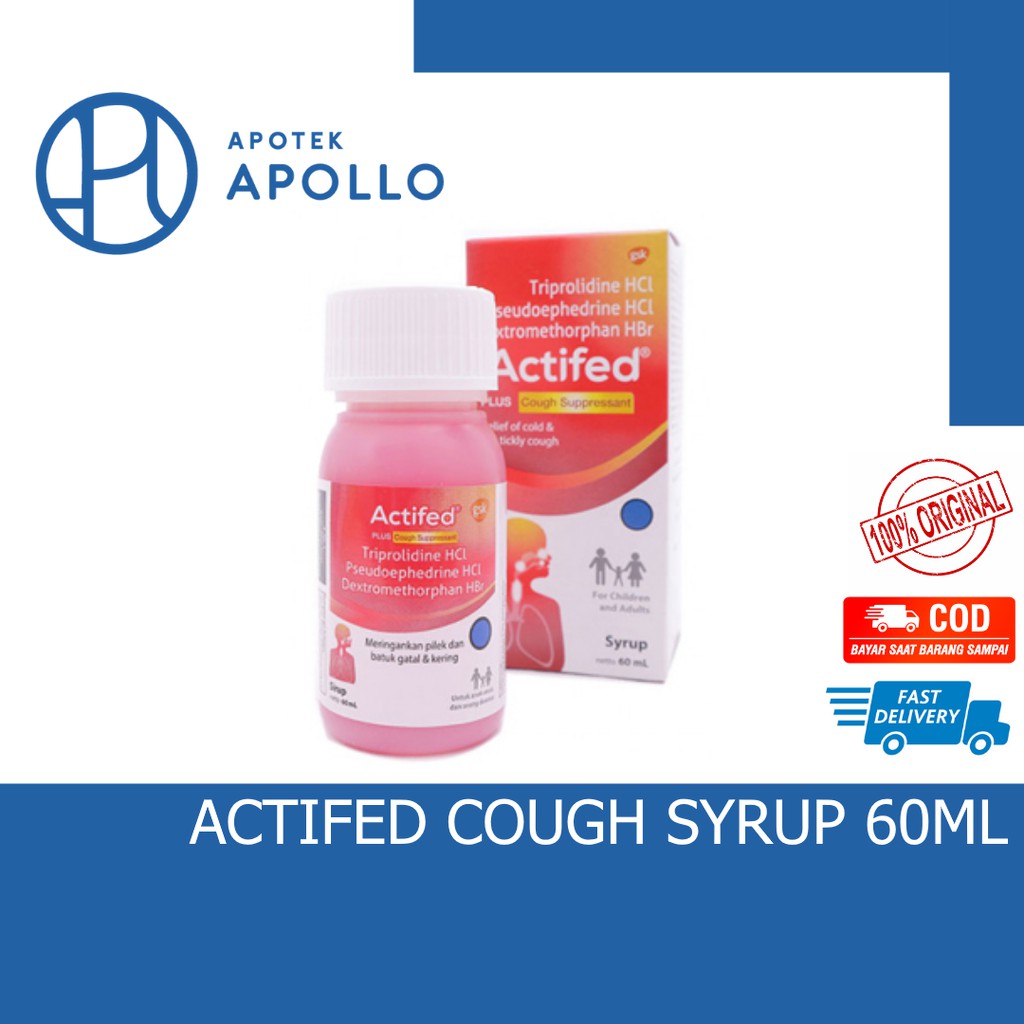 ACTIFED COUGH SYRUP 60ML OBAT BATUK FLU DEMAM GATA TENGGOROKAN