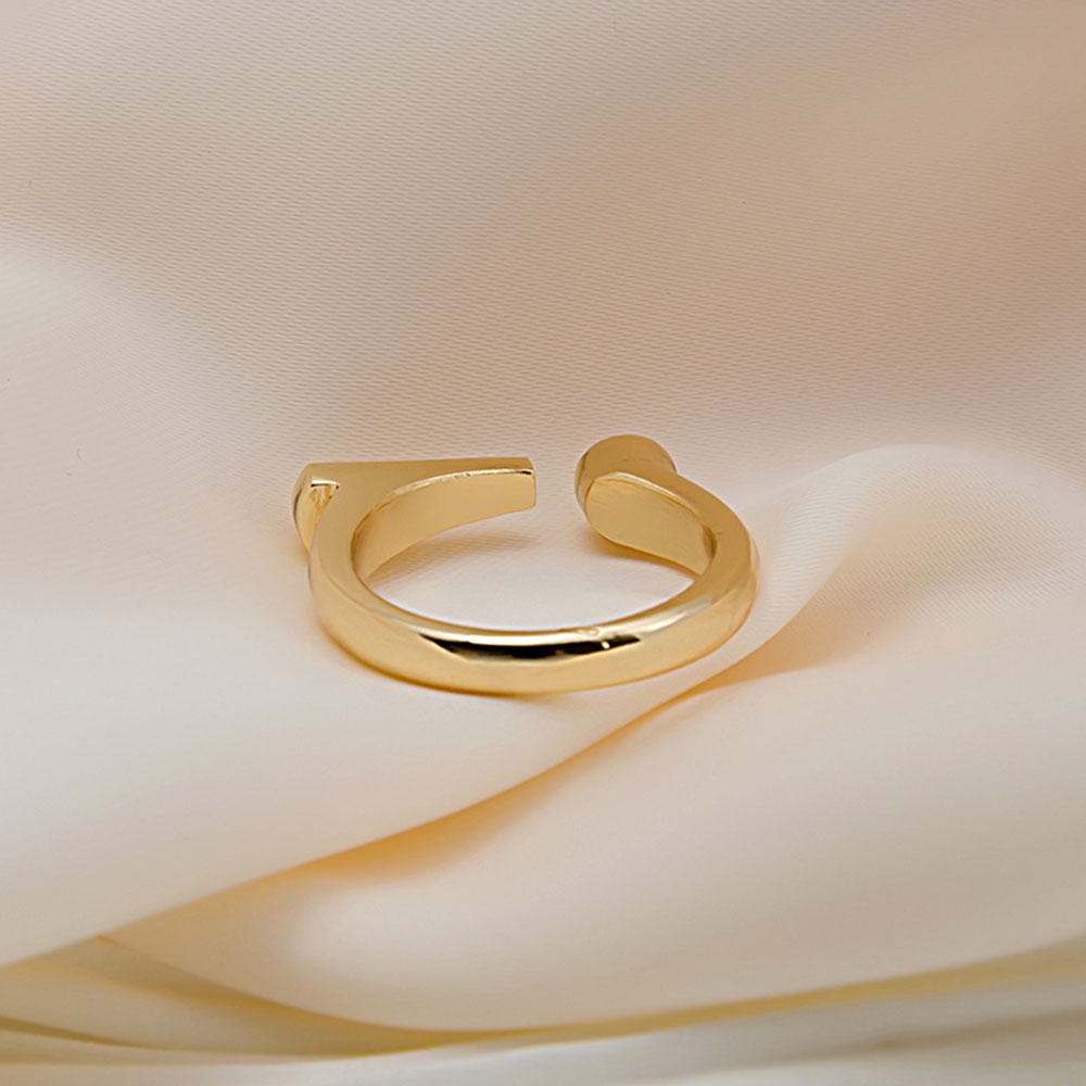 Cincin Model Terbuka Bahan Metal Warna Goldsilver Desain Geometri Adjustable Untuk Wanita