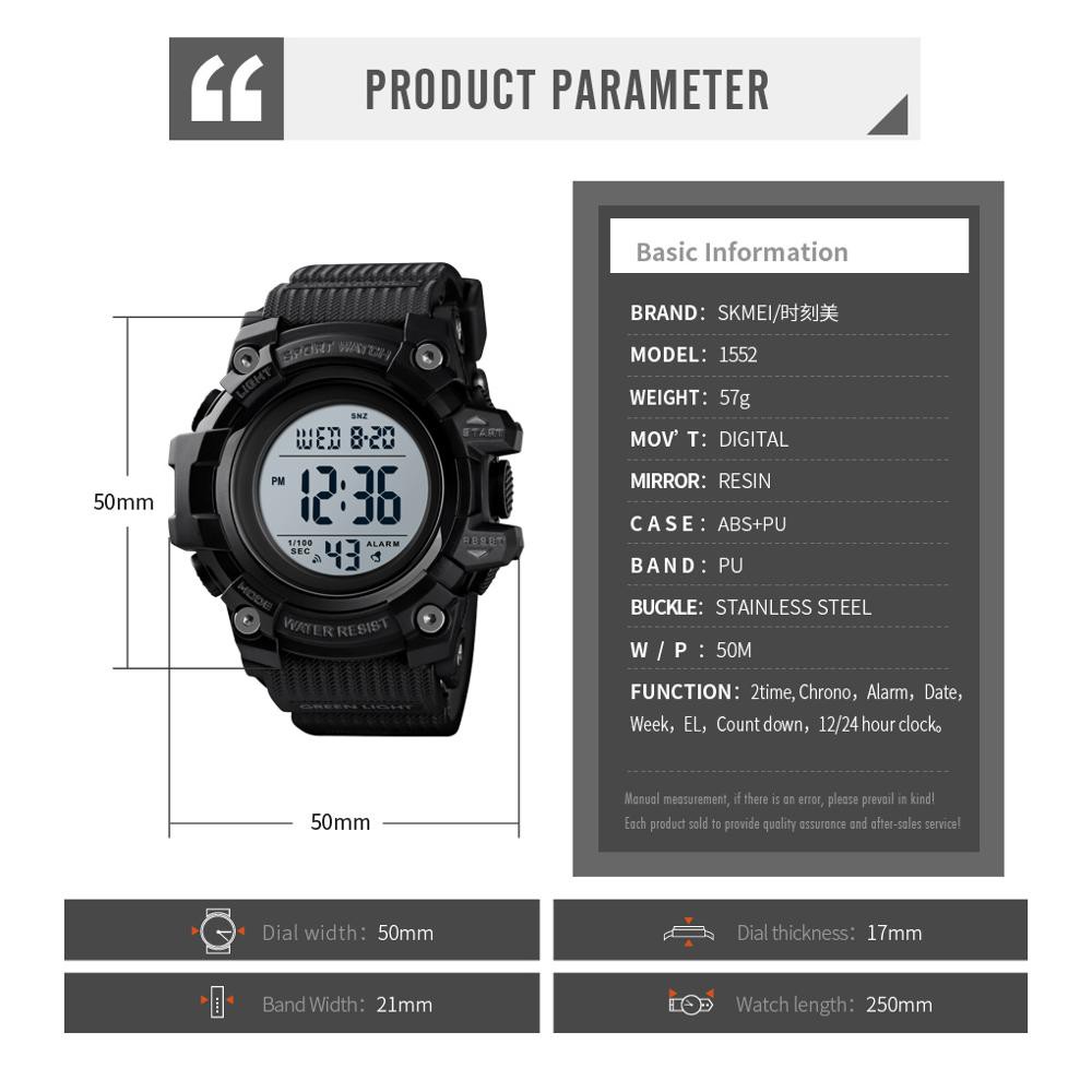 Jam Tangan Pria / SKMEINDONESIA 1552 Men Digital / Jam Tangan Digital LED Original / SKMEI