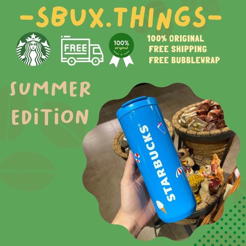 Tumbler starbucks summer 2022 waterbottle blue stainless blue beachside 16oz