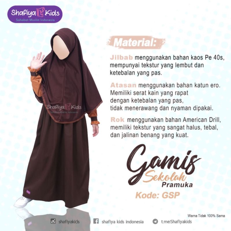 Gamis Seragam Sekolah SD Merah Putih Pramuka Shafiya Baju Muslim Anak Perempuan