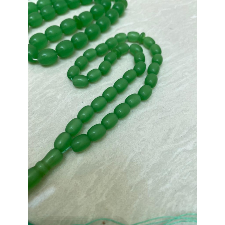 TASBIH TASBEH BATU GIOK HIJAU PREMIUM 33 BUTIR 8 MM DAN 5 MM