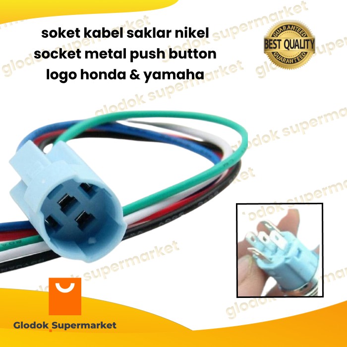 soket kabel saklar nikel socket metal push button logo honda &amp; yamaha