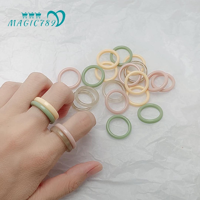 Magic789 Cincin Akrilik Simple Warna Permen Gaya Korea Untuk Wanita