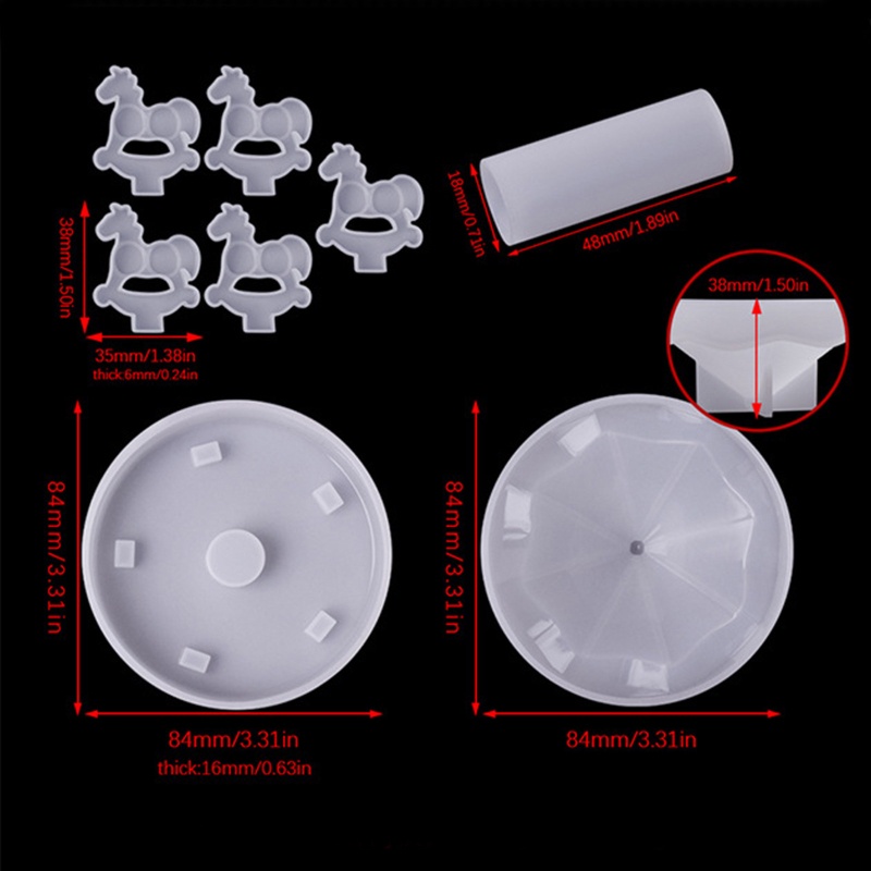 Siy Cetakan Resin Epoksi DIY Bentuk Komidi Putar Kuda 3D Bahan Silikon