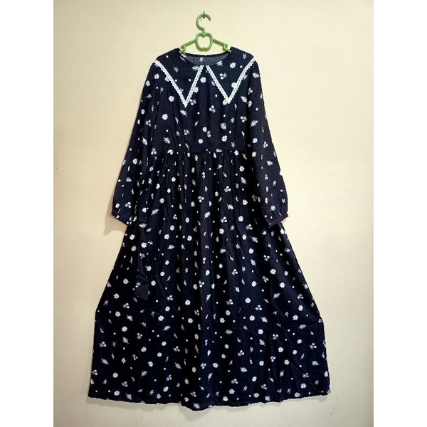GAMIS TERBARU warna hitam motif bunga/ Dres perempuan