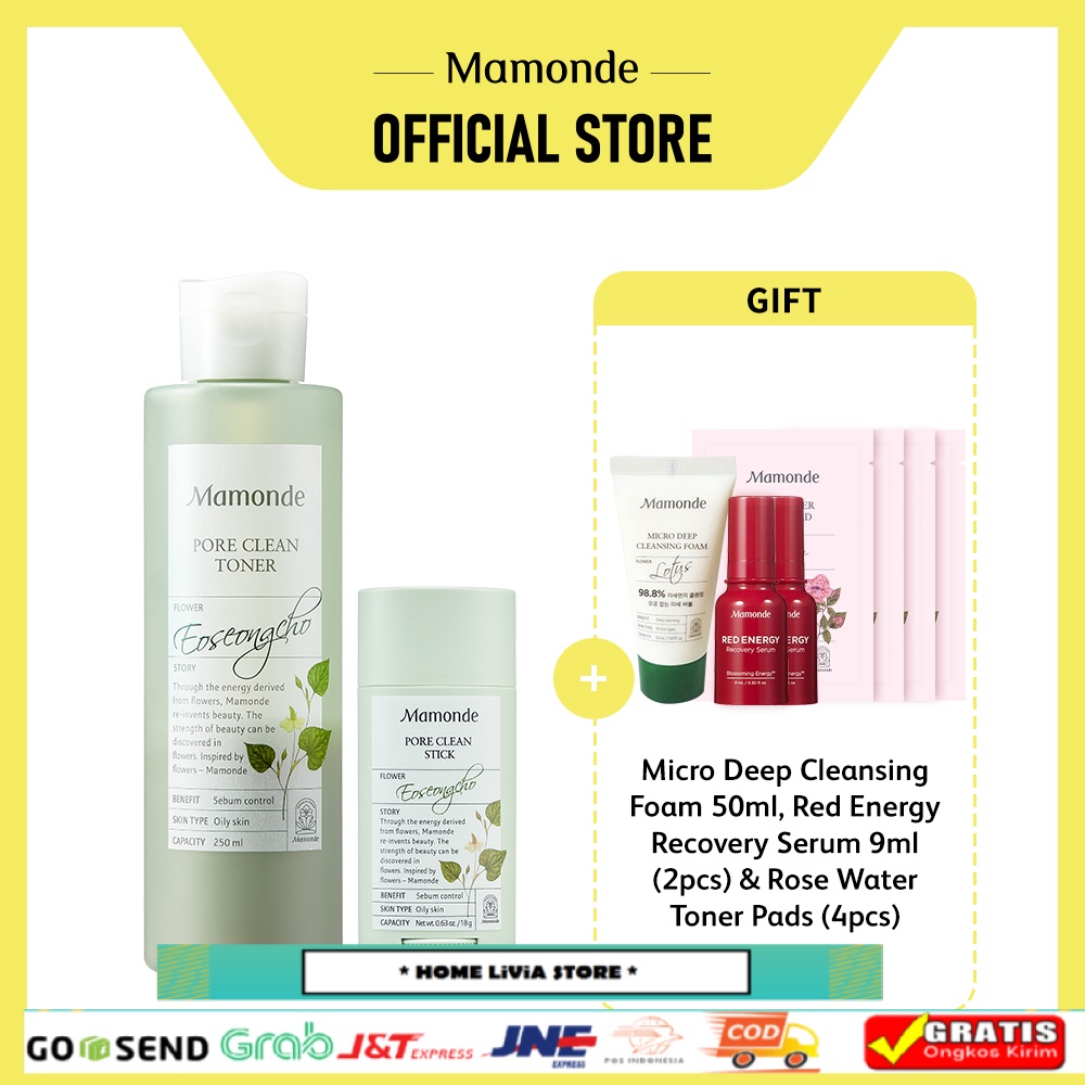[Mamonde] Pore Clean Toner 250 mL + Mamonde Pore Clean Stick 18 g Free Gift