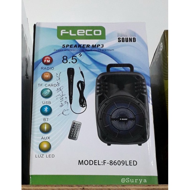 SPEAKER BLUETOOTH FLECO F8609 LED 8.5 INCHI MURAH